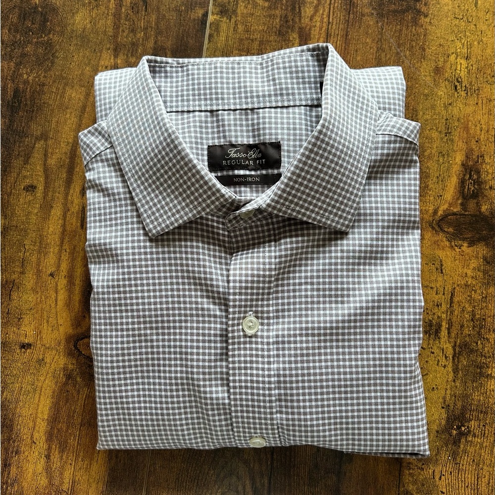 Tasso Elba Men's Brown Checkered Dress Shirt